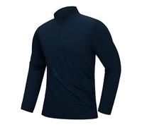 33,000ft Men's Active Sports Shirts Long Sleeve Running Top Quick-Dry Training Golf Tops Light Sweatshirts Breathable Pullover 1/4 Zip Gym Clothing for Fitness Hiking Navy Blue XXL