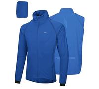 33,000ft Mens Cycling Jacket Waterproof Breathable Coats Reflective Running Vest with Removable Sleeves Lightweight for Packable Blue S