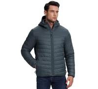 33,000ft Men's Insulated Puffer Jackets Waterproof Jacket for Men Easy Packable Hooded Quilted Jacket Lightweight Men's Coats with Zip Pockets Grey L