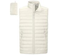 33,000ft Men's Lightweight Gilet, Packable Quilted Puffer Padded Vest Outerwear, Body Warmer Windproof Sleeveless Jacket for Golf Running Hiking Horse Riding Off-White M