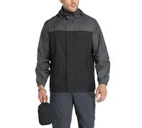 33,000ft Men's Lightweight Waterproof Outdoor Jackets Windproof Rain Shell Jacket Packaway Hooded Raincoat for Golf Fishing Cycling Black/Grey 4XL