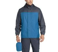 33,000ft Men's Lightweight Waterproof Outdoor Jackets Windproof Rain Shell Jacket Packaway Hooded Raincoat for Golf Fishing Cycling Classic Blue/Grey 2XL