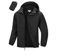 33,000ft Men's Outdoor Waterproof Jackets Lightweight Breathable Raincoat Hooded Windbreaker Rain Jacket for Hiking Cycling Safari Black M
