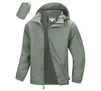 33,000ft Men's Outdoor Waterproof Jackets Lightweight Breathable Raincoat Hooded Windbreaker Rain Jacket for Hiking Cycling Safari Green L