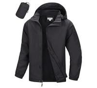 33,000ft Men's Outdoor Waterproof Jackets Lightweight Breathable Raincoat Hooded Windbreaker Rain Jacket for Hiking Cycling Safari Dark Grey XXL