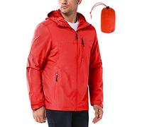 33,000ft Men's Outdoor Waterproof Jackets Packable Windbreaker Lightweight Quick Dry Raincoat Outdoor Jacket for Cycling Camping Bright Red 2XL