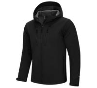 33,000ft Men's Softshell Jacket Waterproof Windproof Coat Lightweight Windbreaker Breathable Outdoor Functional Jackets with Hood for Running, Cycling, Hiking Black XXL
