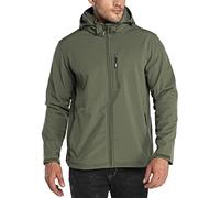 33,000ft Men's Softshell Waterproof Jackets Fleece Lining Outdoor Windproof Windbreaker Coats with Multi Pockets Removeable Hood Olive Green M