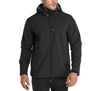 33,000ft Men's Waterproof Jackets Fleece Lining Softshell Jacket - Multi Pockets Outdoor Windproof Coat With Detachable Hood Black L