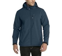 33,000ft Men's Waterproof Jackets Fleece Lining Softshell Jacket - Multi Pockets Outdoor Windproof Coat With Detachable Hood Midnight Blue S