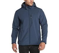 33,000ft Men's Waterproof Jackets Fleece Lining Softshell Jacket - Multi Pockets Outdoor Windproof Coat With Detachable Hood Navy blue L