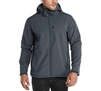 33,000ft Men's Waterproof Jackets Fleece Lining Softshell Jacket - Multi Pockets Outdoor Windproof Coat With Detachable Hood Dark grey XXL