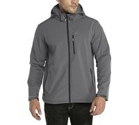 33,000ft Men's Waterproof Jackets Fleece Lining Softshell Jacket - Multi Pockets Outdoor Windproof Coat With Detachable Hood Grey/Black 2XL