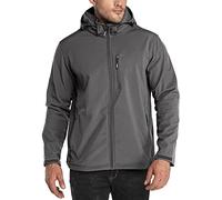 33,000ft Men's Waterproof Jackets Fleece Lining Softshell Jacket - Multi Pockets Outdoor Windproof Coat With Detachable Hood Grey M