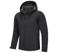 33,000ft Men's Waterproof Softshell Jackets Lightweight Fleece-Lined Running Jacket Breathable Windbreaker Casual Functional Coat with Hood for Cycling, Hiking,Golf Grey S