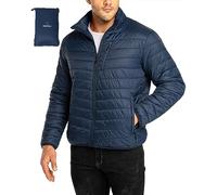33,000ft Mens Winter Lightweight Jacket Warm Short Packable Puffer Jacket Transitional Padded Jacket Quilted Jacket for Men Lined for Hiking Travelling Navy Blue 2XL