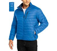 33,000ft Mens Winter Lightweight Jacket Warm Short Packable Puffer Jacket Transitional Padded Jacket Quilted Jacket for Men Lined for Hiking Travelling Royalblue+Navy Blue M
