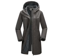 33,000ft Women’s Waterproof Jacket with Hood Ladies Softshell Jacket Fleece Lined Windbreaker 8000MM Raincoat Long Waterproof Coats for Outdoor Walking, Grey L