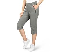 33,000ft Women's Capri Golf Trousers Casual Quick Dry UPF 50+ Lightweight Quick Dry 3/4 Cargo Pants Hiking Shorts with Pockets Grey-Green UK 18