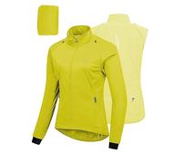 33,000ft Women's Cycling Jacket Waterproof Breathable Running Jacket Women High Visibility Reflective Cycling Vest with Removable Sleeves Green XL