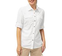 33,000ft Women's Hiking Shirts UPF50+ UV Protection Outdoor Shirt Quick Drying Casual Shirt Long Sleeve Functional Shirt Fishing Shirt for Walking Safari Travel White XL