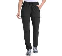 33,000ft Women's Hiking Trousers Water Resistant Walking Pants Outdoor Lightweight Cargo with 5 Pockets Breathable Ladies Casual Pants for Camping Running Black 27L-M