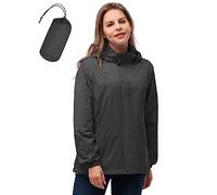 33,000ft Women's Lightweight Rain Jackets Hooded Breathable Packable Running Raincoats Active Trench Windbreaker with Hideaway Hood for Cycling Hiking (Mid Grey-S/UK 10)