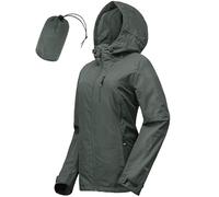 33,000ft Women's Lightweight Waterproof Jacket Packable Hooded Rain Jacket Breathable Windbreaker Softshell Raincoat for Outdoor Running Walking Hiking (Dark Grey-S/UK 10)