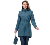 33,000ft Women's Rain Jacket Lightweight Hooded Long Rain Coat Waterproof Jacket Ladies Packable Functional Jacket Windbreaker Breathable Active Outdoor Coats Moroccan Blue 2XL/18