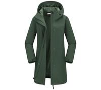 33,000ft Women's Rain Jacket Long Trench Coat Waterproof Windbreaker Hooded Lightweight Ladies Raincoat Functional Jacket Outerwear with Pockets Army Green XXL