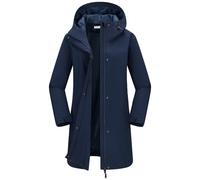 33,000ft Women's Rain Jacket Long Trench Coat Waterproof Windbreaker Hooded Lightweight Ladies Raincoat Functional Jacket Outerwear with Pockets Navy Blue L