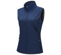 33,000ft Women's Softshell Full Zip Gilet Fleece Lined Windproof Vest Outerwear Lightweight Sleeveless Jacket for Running Hiking Golf Dark blue XL/UK 16
