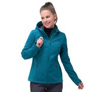 33,000ft Women's Softshell Jacket Waterproof Windproof Coat Functional Lightweight Windbreaker Ladies Breathable Outdoor Jacket with Hood for Running, Cycling, Hiking, Dodge Blue DE40/UK14
