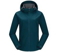 33,000ft Women's Softshell Jacket Waterproof with Hood Fleece Lined Windproof Windbreaker Warm Winterjacket Lightweight Sportsjacket for Spring Fall Winter, Petrol Blue L
