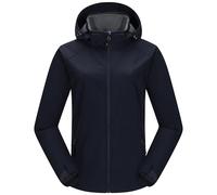 33,000ft Women's Softshell Jacket Waterproof with Hood Fleece Lined Windproof Windbreaker Warm Winterjacket Lightweight Sportsjacket for Spring Fall Winter, Deep Blue L