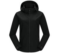 33,000ft Women's Softshell Jacket Waterproof with Hood Fleece Lined Windproof Windbreaker Warm Winterjacket Lightweight Sportsjacket for Spring Fall Winter, Black L