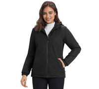 33,000ft Women's Waterproof Rain Jacket Ladies Warm Fleece Lined Functional Rain Coat Windbreaker with Hood for Spring Fall Winter Cycling Hiking Active Black L