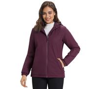 33,000ft Women's Waterproof Rain Jacket Ladies Warm Fleece Lined Functional Rain Coat Windbreaker with Hood for Spring Fall Winter Cycling Hiking Active Burgundy Red L