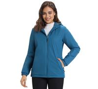 33,000ft Women's Waterproof Rain Jacket Ladies Warm Fleece Lined Functional Rain Coat Windbreaker with Hood for Spring Fall Winter Cycling Hiking Active Ceramic Blue L