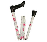 33-37" Pink Flower Height Adjustable Walking Stick - Arthritis Grip (Right Hand)