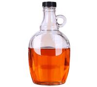 33/50 oz Glass Gallon Jugs with Handle and Black Plastic Lids, Glass Fermenting Jug, Glass Water Jug for Kombucha, Home Brew, Vanilla Extract, Beer, Soda,Cider (Clear) (1000ML)