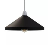 33.5Cm Black Metal Cone Easy Fit Pendant Ceiling Lamp Shade