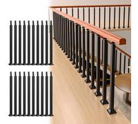 33.5in Indoor Stair Railing Balusters - 20 Pack Black Metal Spindles for Deck, Porch & Stairs, Square Floor Mount Posts with Screws Kit - Durable & Stylish Design