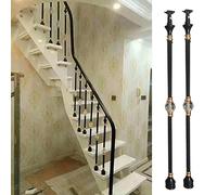 33.5in Tall Stair Balusters Metal Aluminium Tube, Hallway Loft/Home Villas/Commercial Hotel Steps Railing Post with Crystal Ball Decoration, Floor Mount(White-2 Pcs)