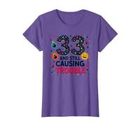 33 and Still Causing Trouble Birthday Gift Humor T-Shirt, Women, Purple Heather, XL