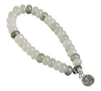 33 Bead Islamic Prayer Beads, Jade Tasbih Bracelet, 0.24 X 0.39 In, White Green Alloy, Ideal For Eid And Ramadan