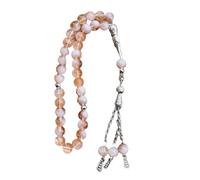 33 Beads Ice Crack Glass Muslim Prayer Beads Rosary Tassel Pendant for Miss Baja Daily Worship and Religious Activities