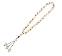 33 Beads Muslim Prayer Beads, Round Resin Unisex Muslim Prayer Beads Round Rediing Words Rosary Worship Supplies Accessory Religious Rosary Decor (Beige)