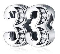 33 Birthday Charms fits Pandora Mothers Day Bracelet, 33rd Anniversary Beads with CZ, Number 33 Year Old Gifts for Wife/Husband/Couple/Lover