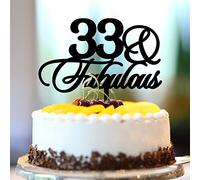 33 & Fabulous Cake Toppers 33rd Happy Birthday Cake Topper Acrylic Black 33 Years Old Happy Birthday Decorations Customize Name Any Age Number 33rd Anniversary Birthday Keepsake Gifts